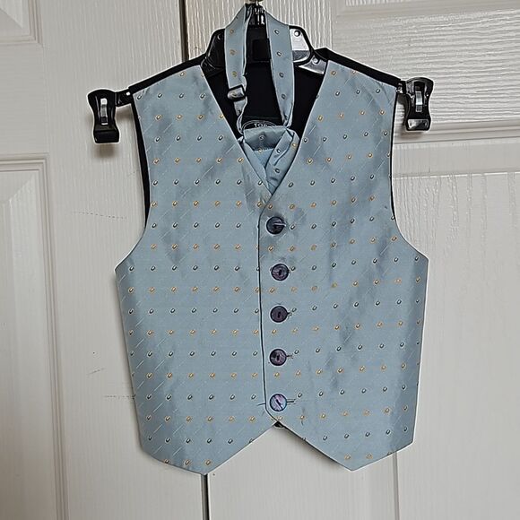 Top Kids Boy's Waist Coat Vest & Tie Blue 3X - Picture 2 of 16